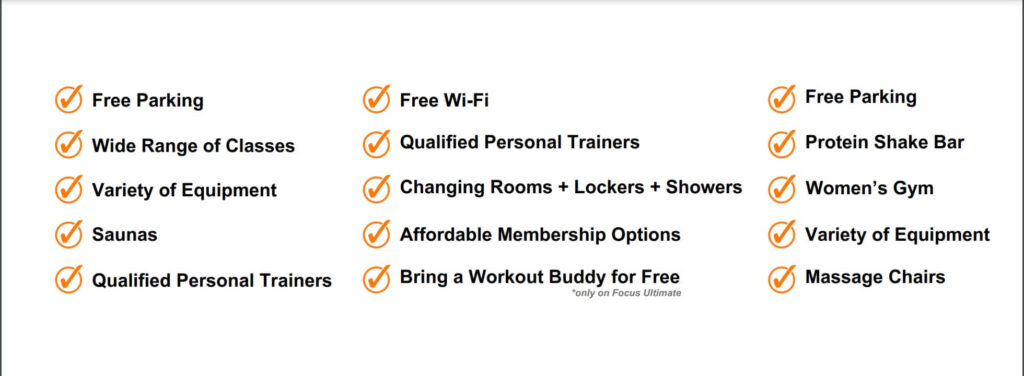 facilities and services at focus fitness gym